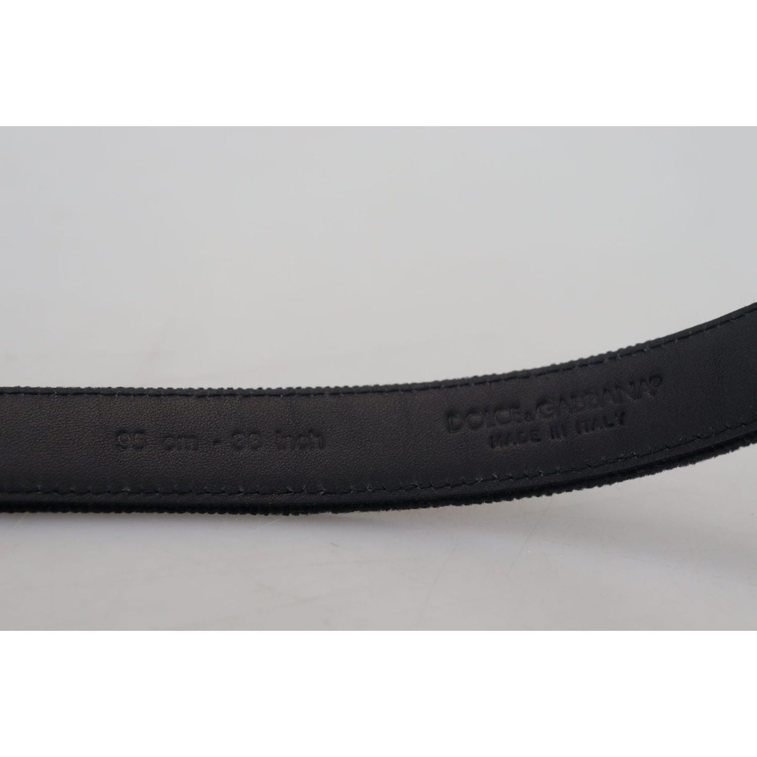 Dolce & Gabbana Black Velvet Leather Antique Metal Buckle