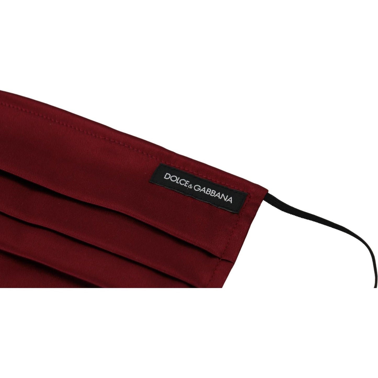 Dolce & Gabbana Maroon Silk Pleated Elastic Ear Strap One Size Face Mask