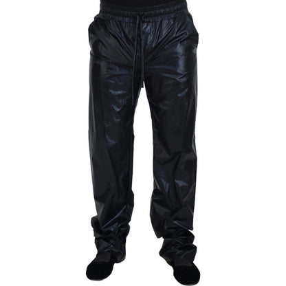 Dolce & Gabbana Black Shining Drawstring Trouser Nylon Pants