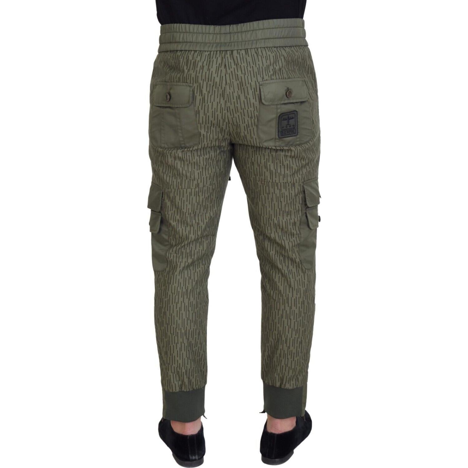 Dolce & Gabbana Green Striped Cargo Zipper Leg Men Trouser Pants