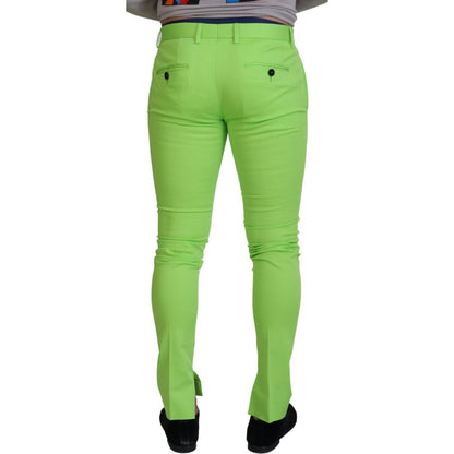 Dolce & Gabbana Light Green Cotton Skinny Men Trousers Pants