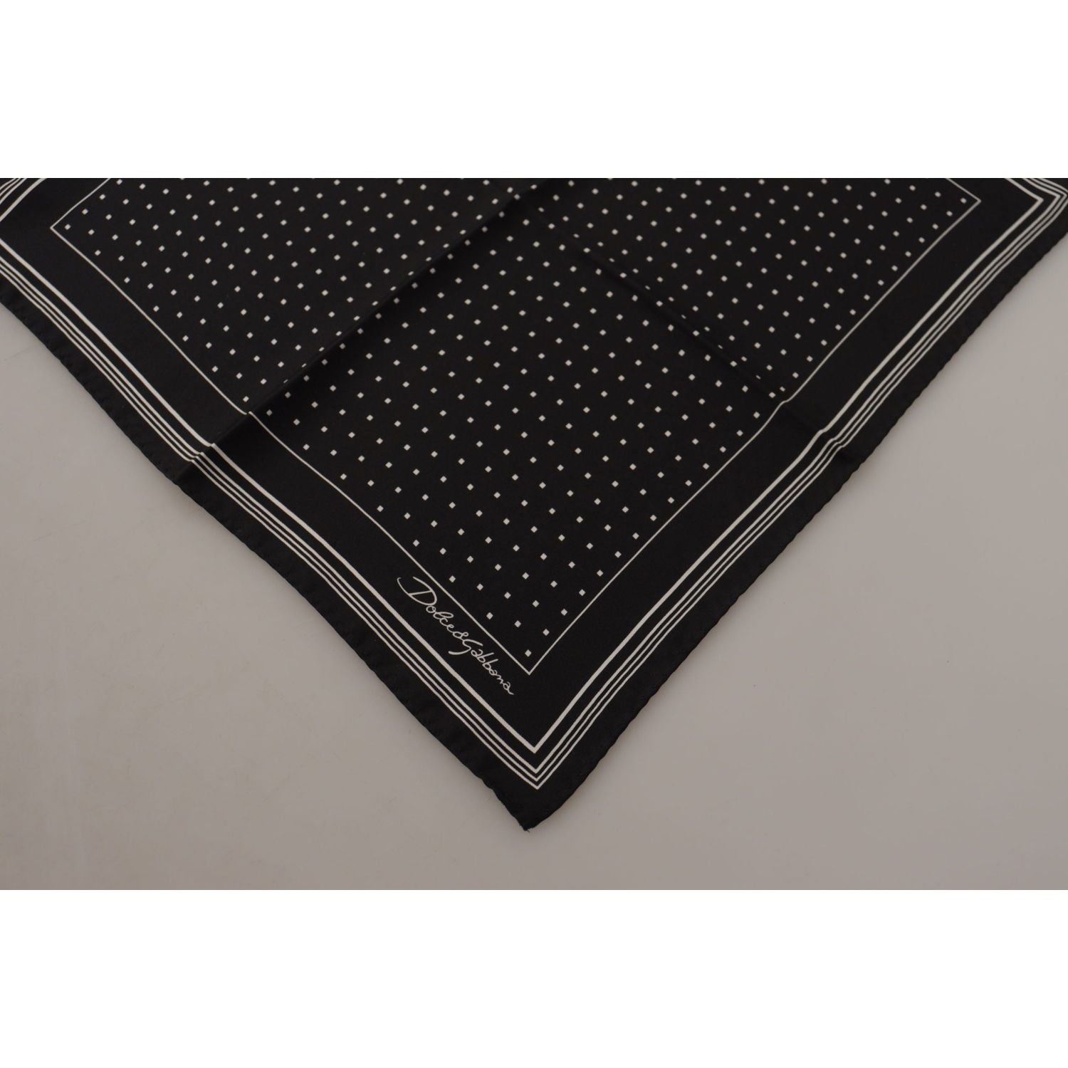 Dolce & Gabbana Black Polka Dots DG Logo Square Handkerchief