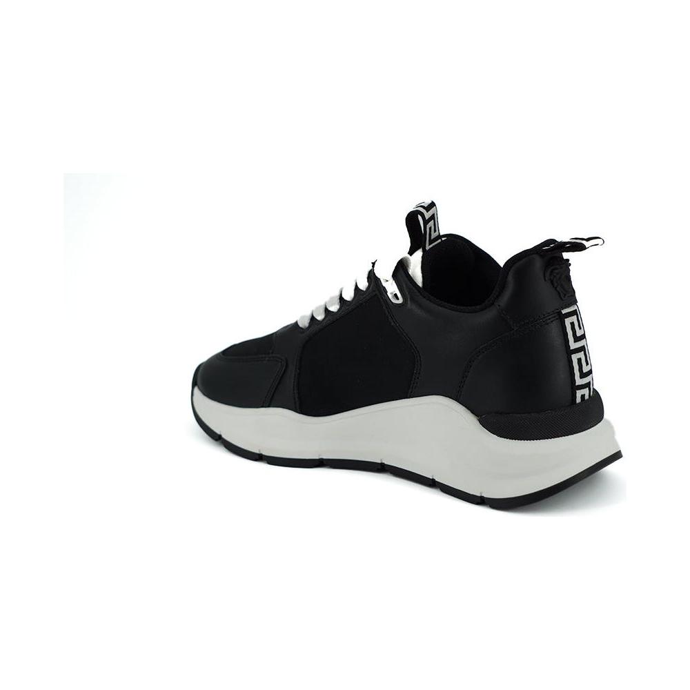 Versace Elegant Monochrome Leather Sneakers