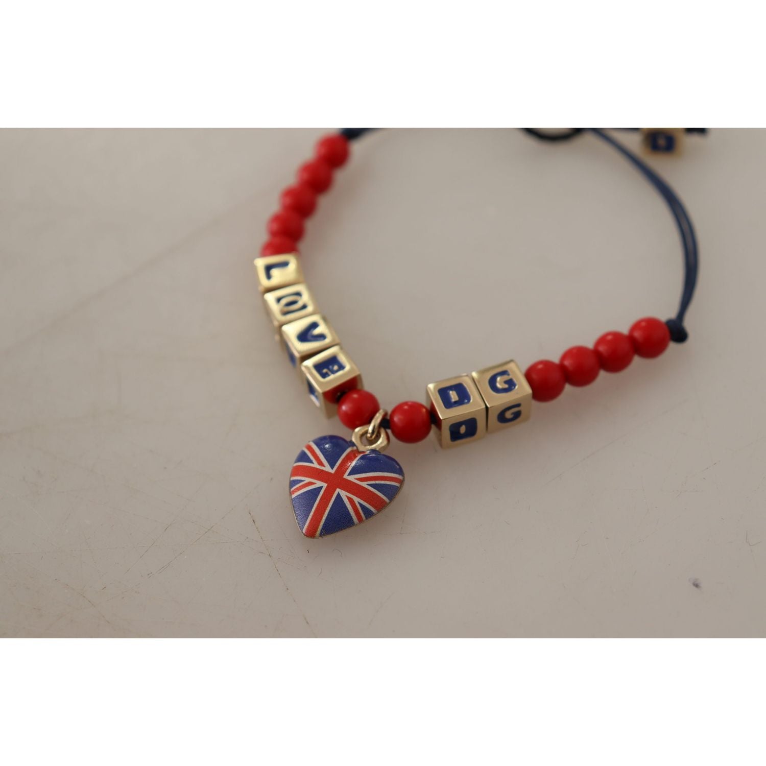 Dolce & Gabbana Red Blue Beaded DG LOVES LONDON Flag Branded Bracelet