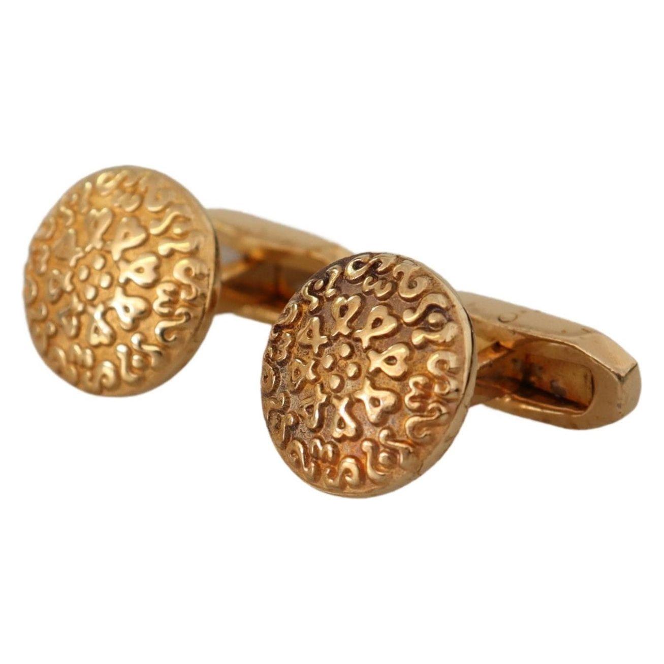 Dolce & Gabbana Gold Plated Brass Round Pin Men Cufflinks Cufflinks