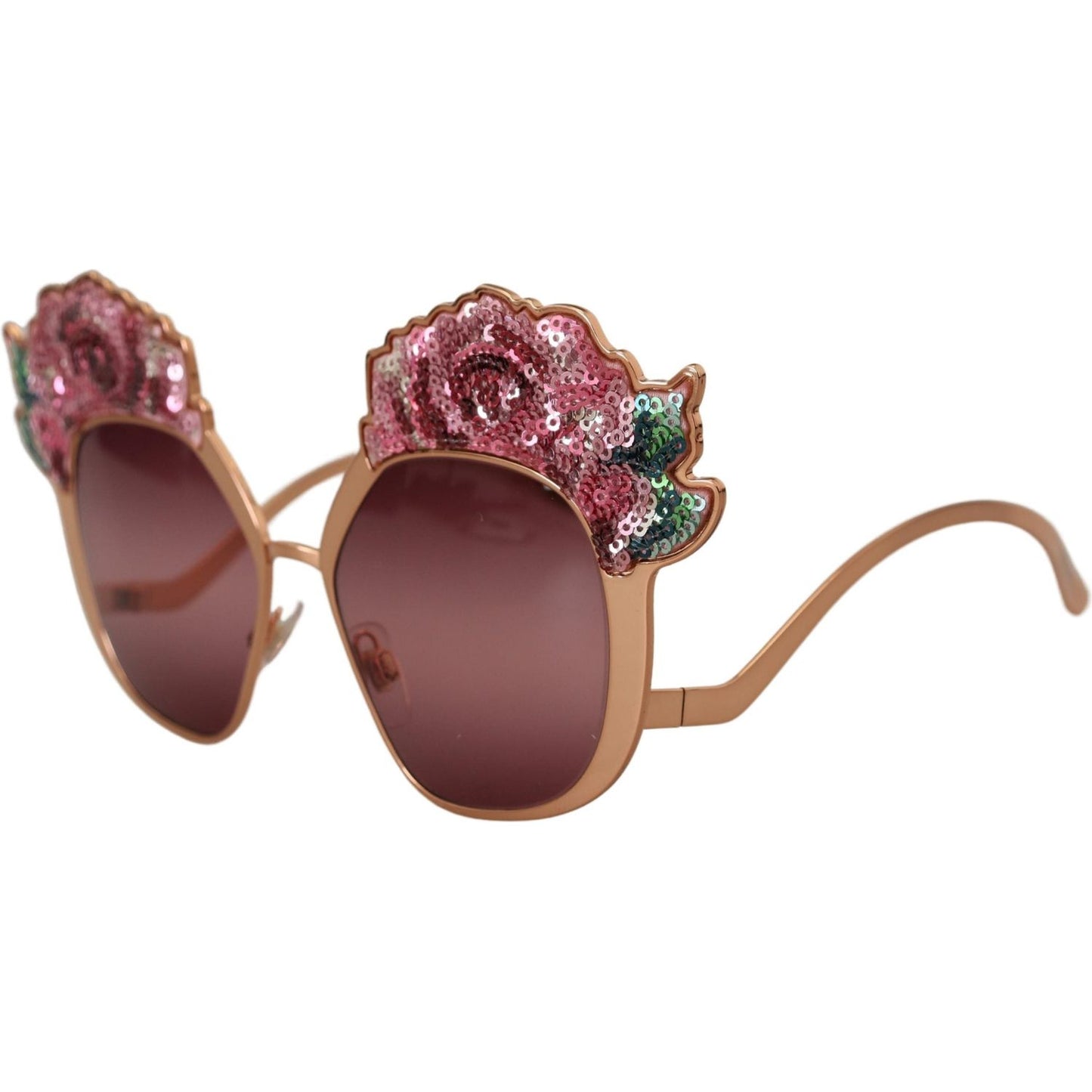 Dolce & Gabbana Pink Gold Rose Sequin Embroidery DG2202 Sunglasses