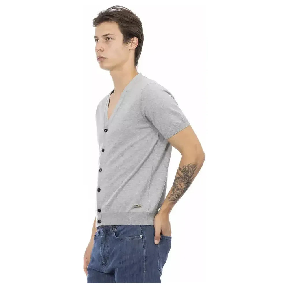 Baldinini Trend Gray Cotton Men Sweater 1728,67345744032,Baldinini Trend,Cardigans - Sweaters - Clothing,Clothing,Gray,Men,Men - Clothing,New with tags,Sweaters - Clothing,Sweaters - Men - Clothing,XL