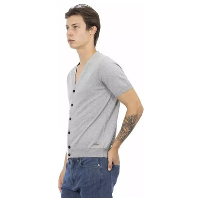 Baldinini Trend Gray Cotton Men Sweater 1728,67345744032,Baldinini Trend,Cardigans - Sweaters - Clothing,Clothing,Gray,Men,Men - Clothing,New with tags,Sweaters - Clothing,Sweaters - Men - Clothing,XL
