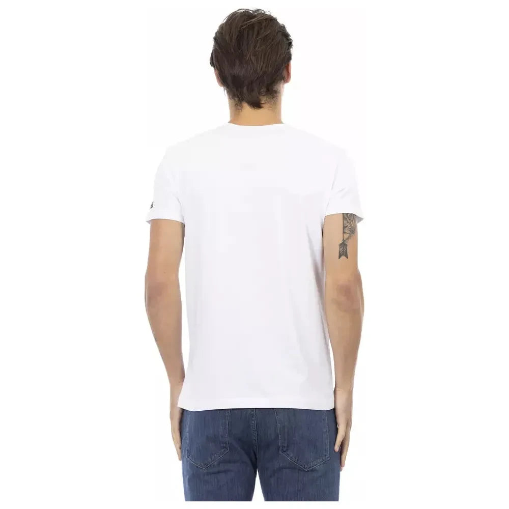 Trussardi Action Elegant V-Neck Designer Tee with Chic Front Print