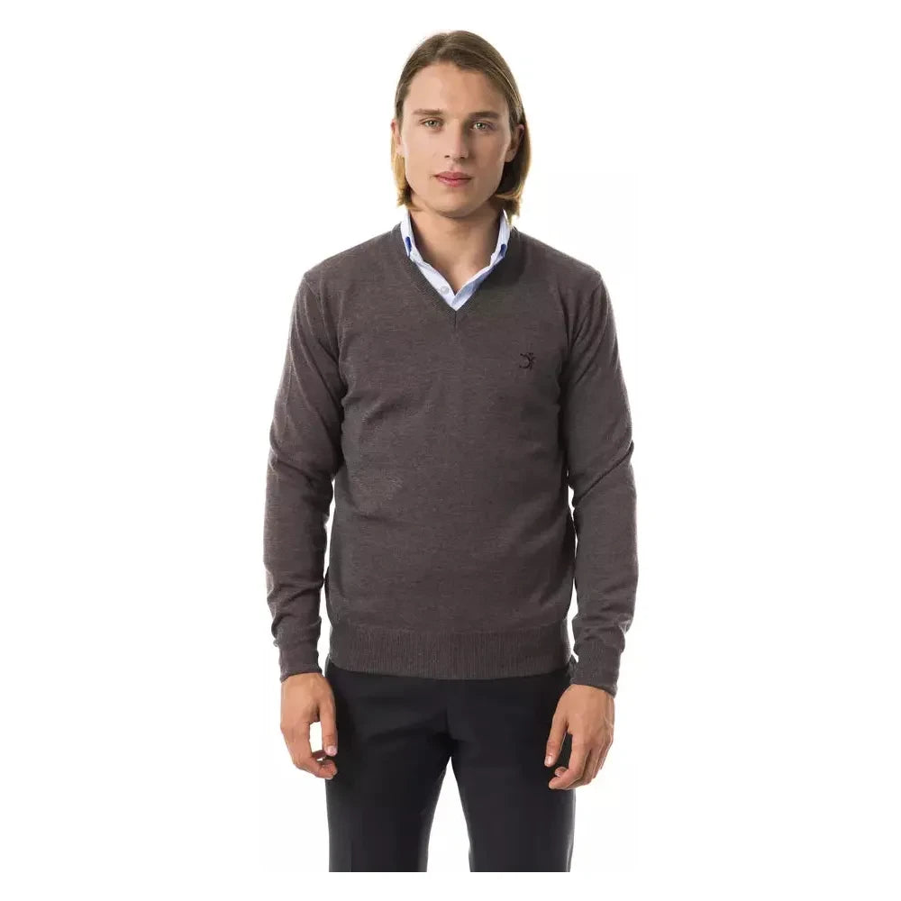 Uominitaliani Gray Merino Wool Men Sweater