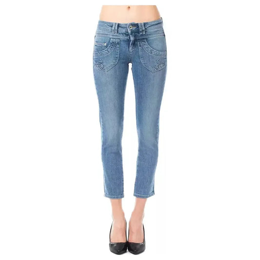 Ungaro Fever Light Blue Cotton Women Capri Jeans