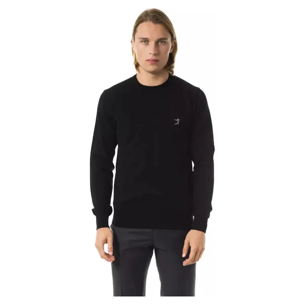 Uominitaliani Black Merino Wool Men Sweater