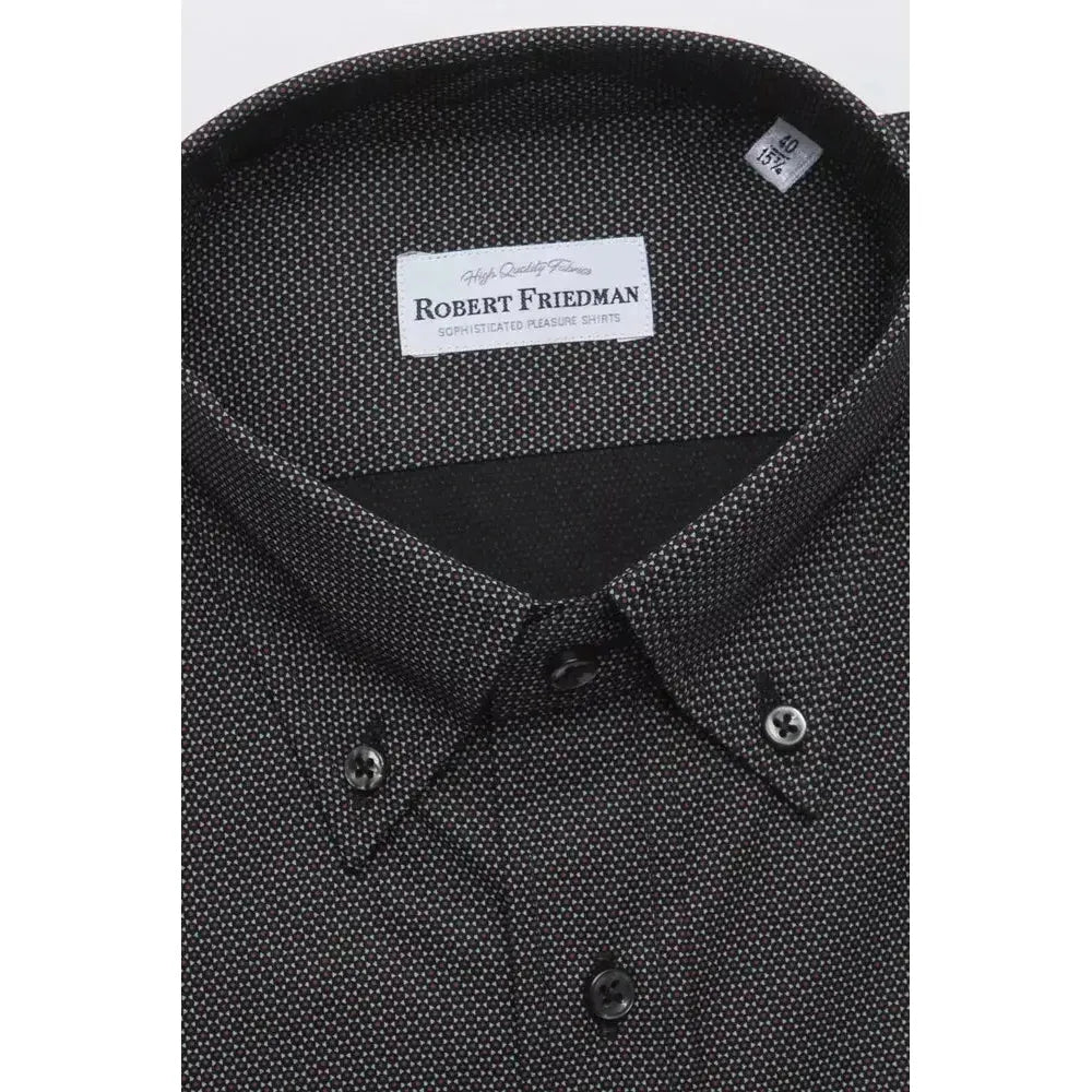 Robert Friedman Black Cotton Men Shirt
