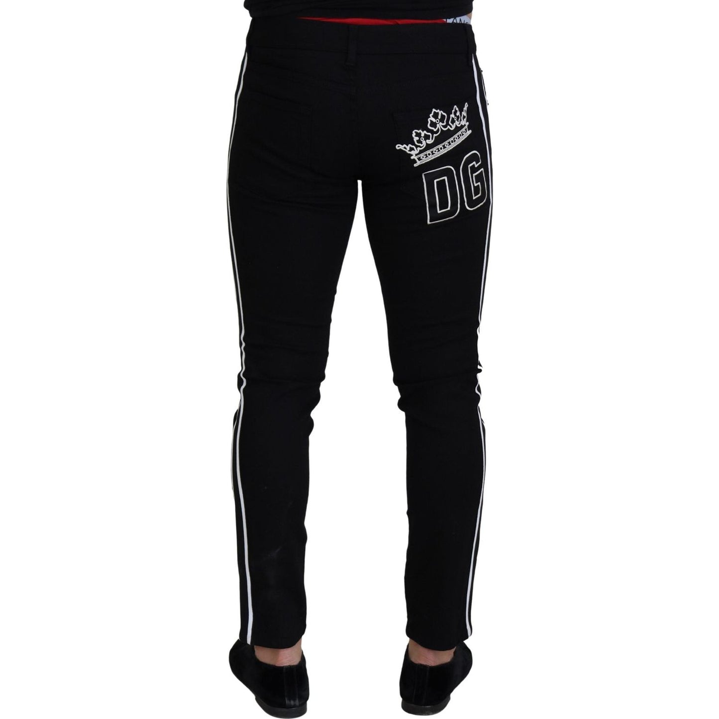 Dolce & Gabbana Black Cotton DG Crown Men Denim Jeans
