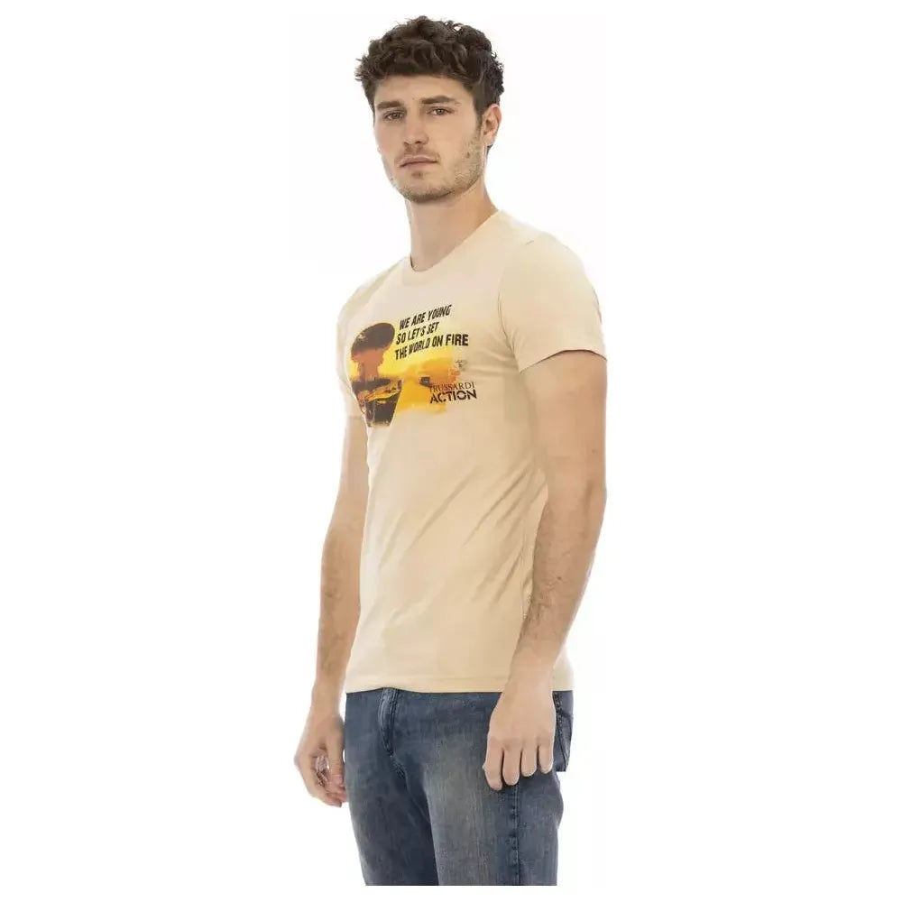 Trussardi Action Beige Cotton Men T-Shirt