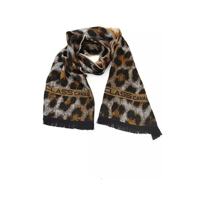 Cavalli Class Brown Wool Men Scarf Scarves