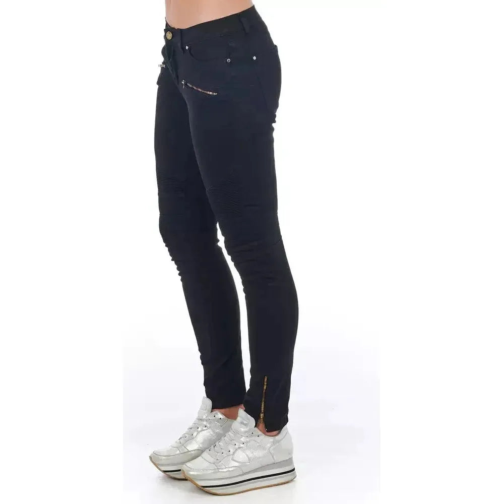 Frankie Morello Black Cotton Women Jeans