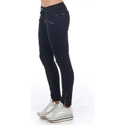 Frankie Morello Black Cotton Women Jeans