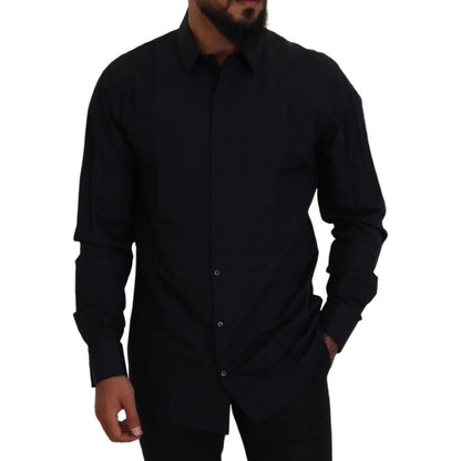 Dolce & Gabbana Black Gold Cotton Slim Fit Dress Mens Shirt