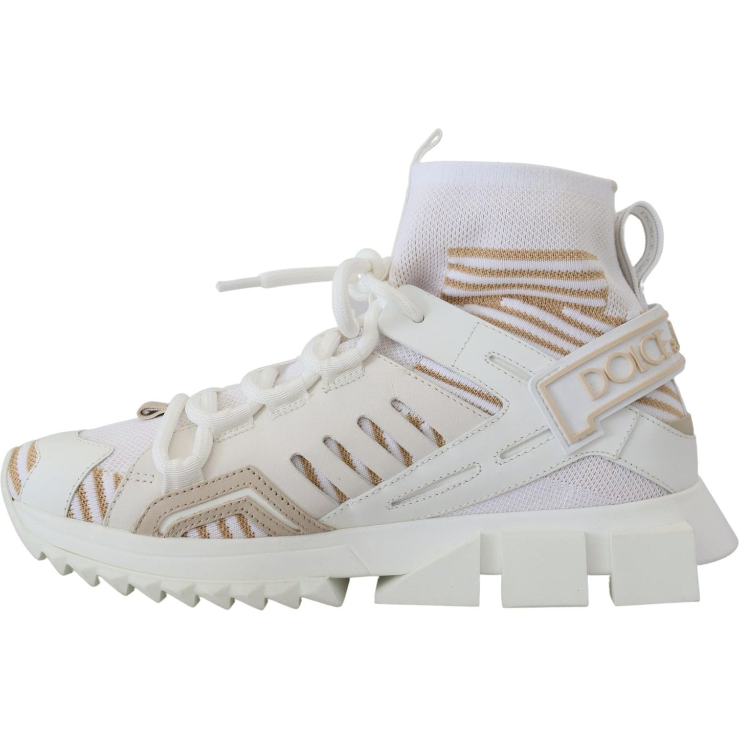 Dolce & Gabbana White Beige Sorrento Sneakers Shoes