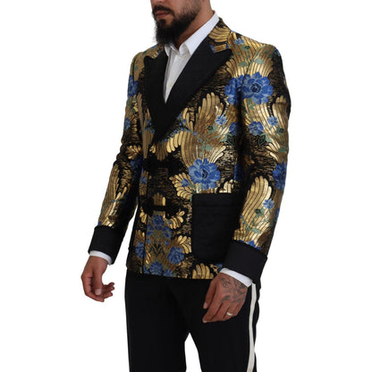 Dolce & Gabbana Gold Lurex Double Breasted Jacket Blazer