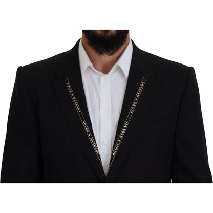 Dolce & Gabbana Black Wool Stretch Slim Fit Jacket Blazer