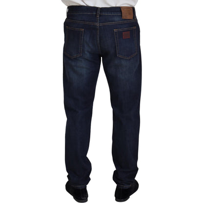 Dolce & Gabbana Blue Cotton Straight Fit Casual Denim Jeans