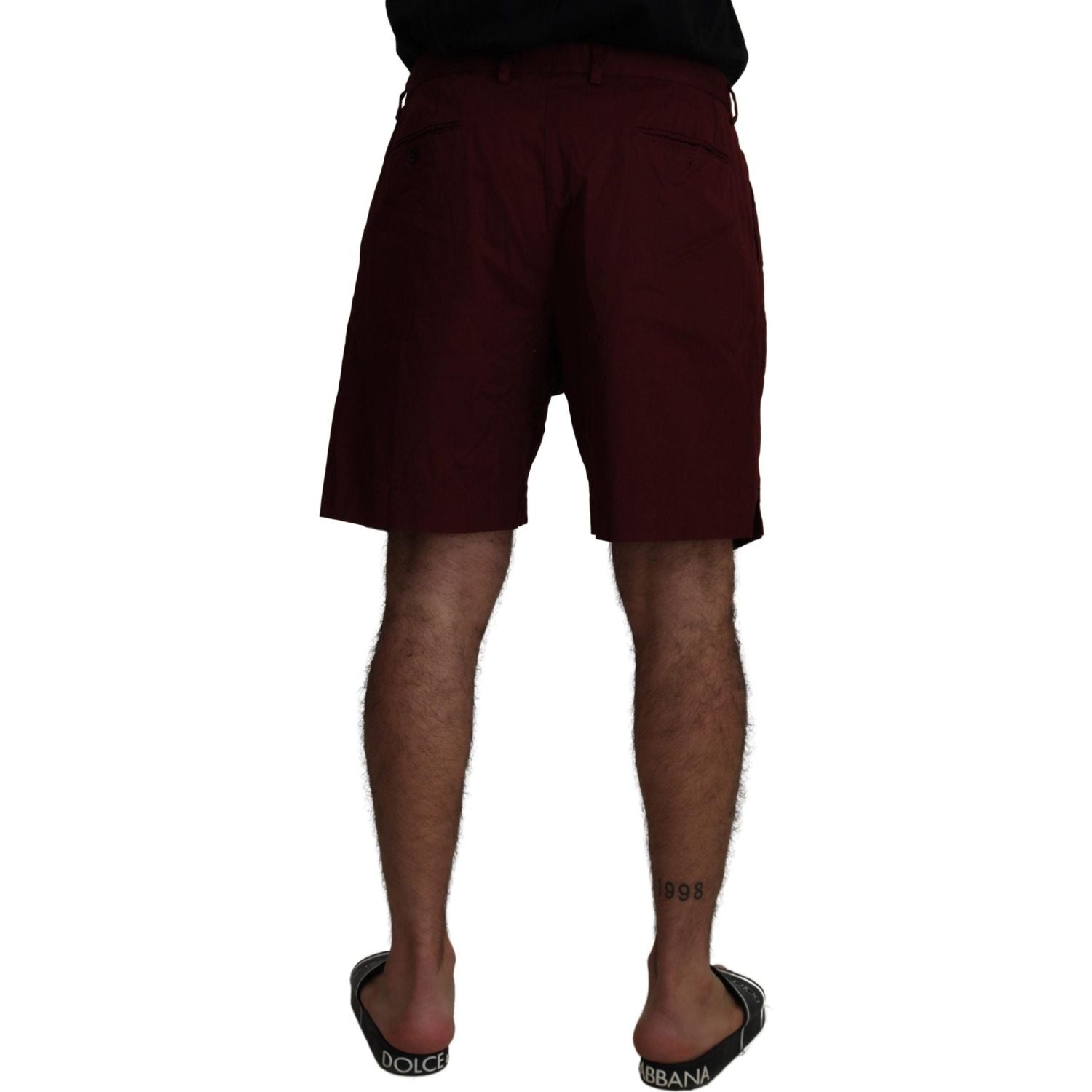 Dolce & Gabbana Maroon Cotton Bermuda Casual Shorts