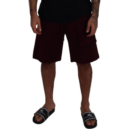 Dolce & Gabbana Maroon Bermuda Cargo Men Shorts