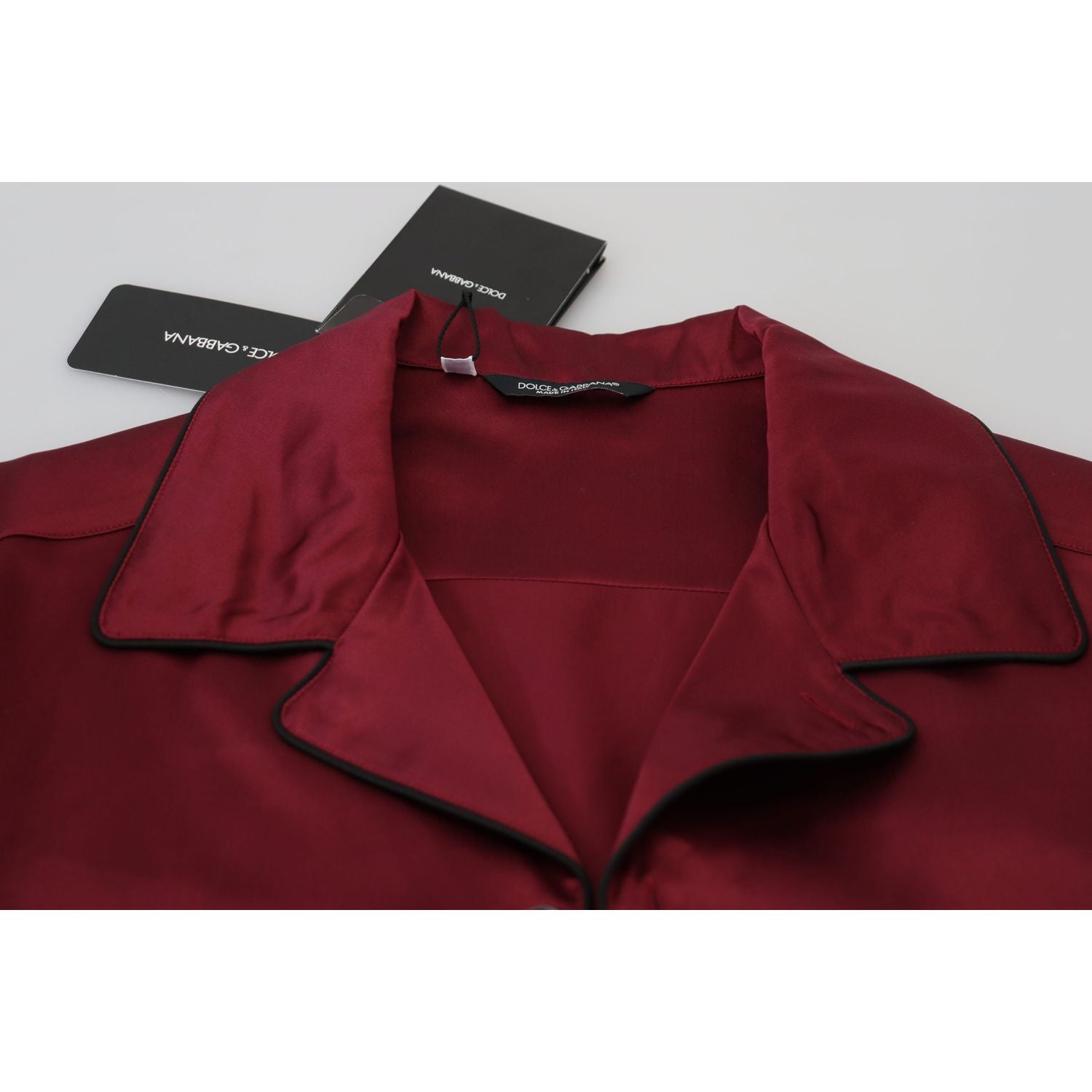Dolce & Gabbana Red Silk Lounge Top Pajama Sleepwear Shirt