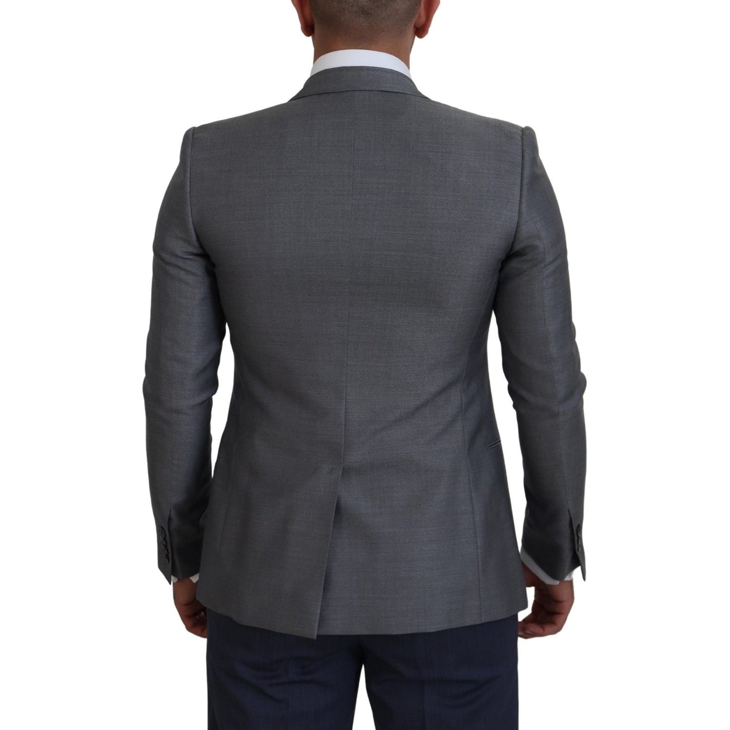 Dolce & Gabbana Gray Wool Silk Slim Fit Jacket Blazer