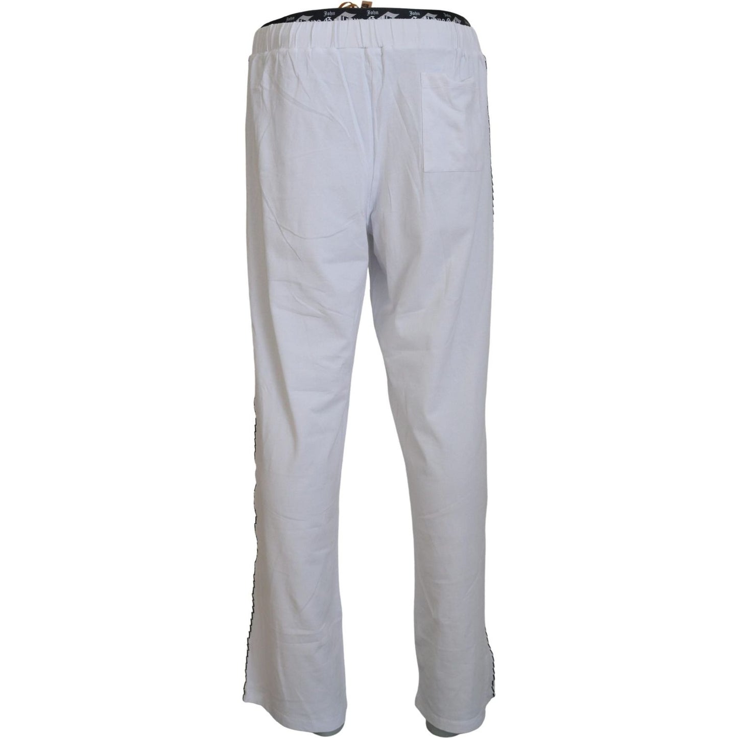 John Galliano White Cotton Logo Loose Men Pants