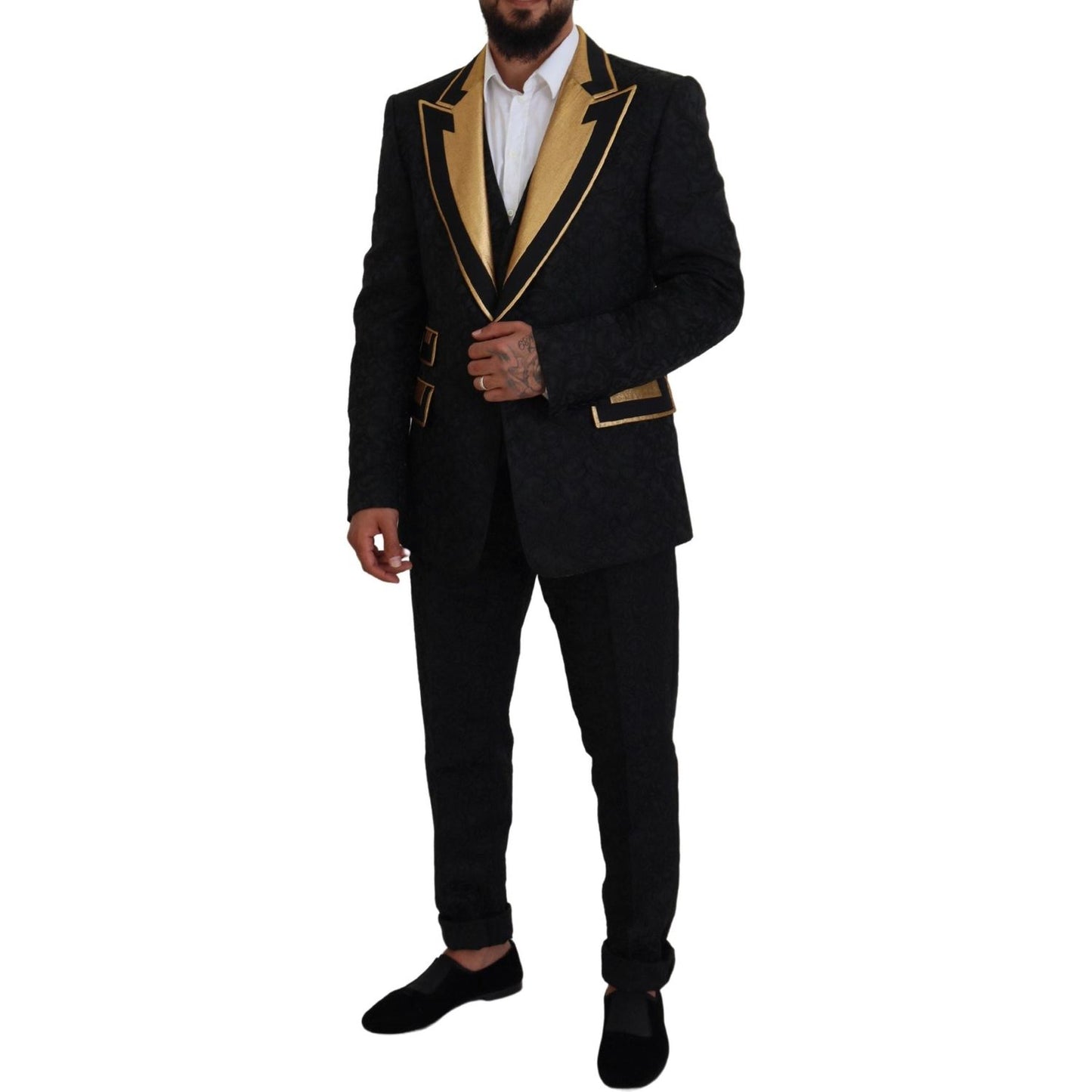 Dolce & Gabbana Black Gold Fantasy Tuxedo Slim Fit Suit