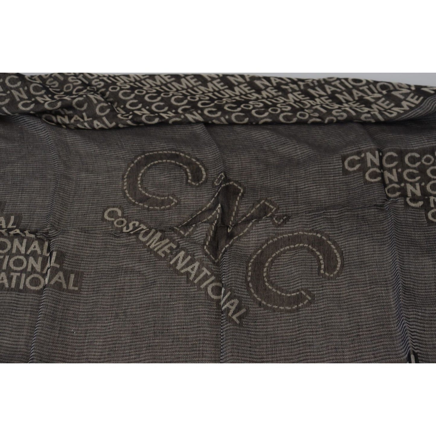 Costume National Gray Logo Knit Neck Wrap Shawl Scarf