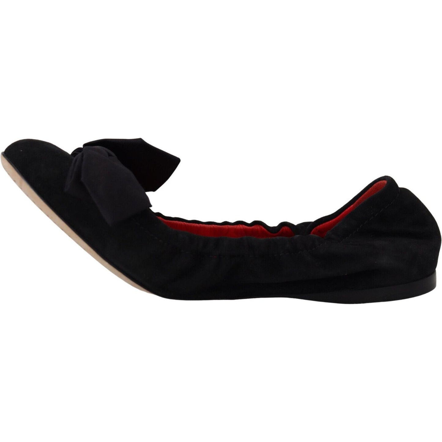 Dolce & Gabbana Black Suede Flat Slip On Ballet Shoes