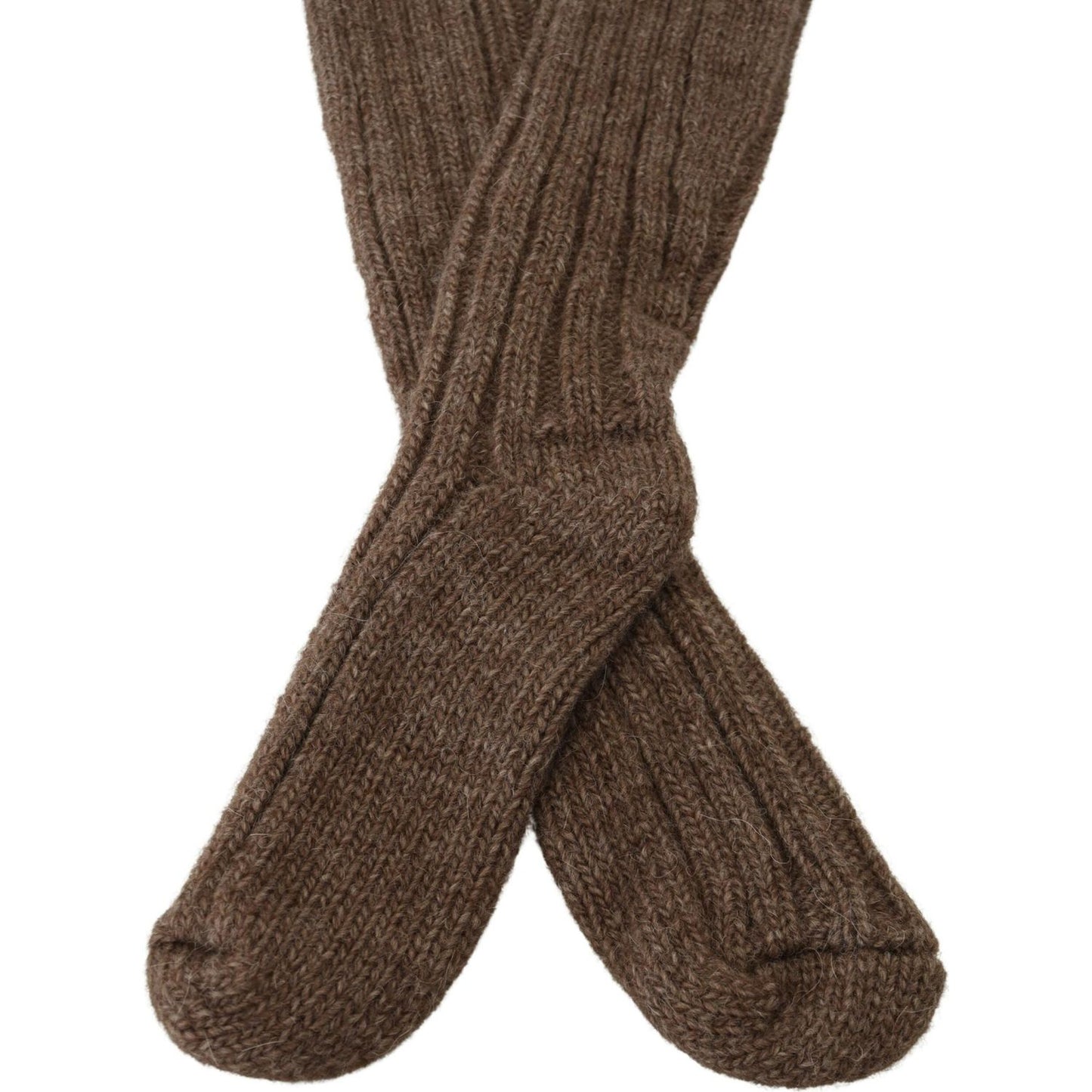 Dolce & Gabbana Brown Wool Knit Calf Long Women Socks