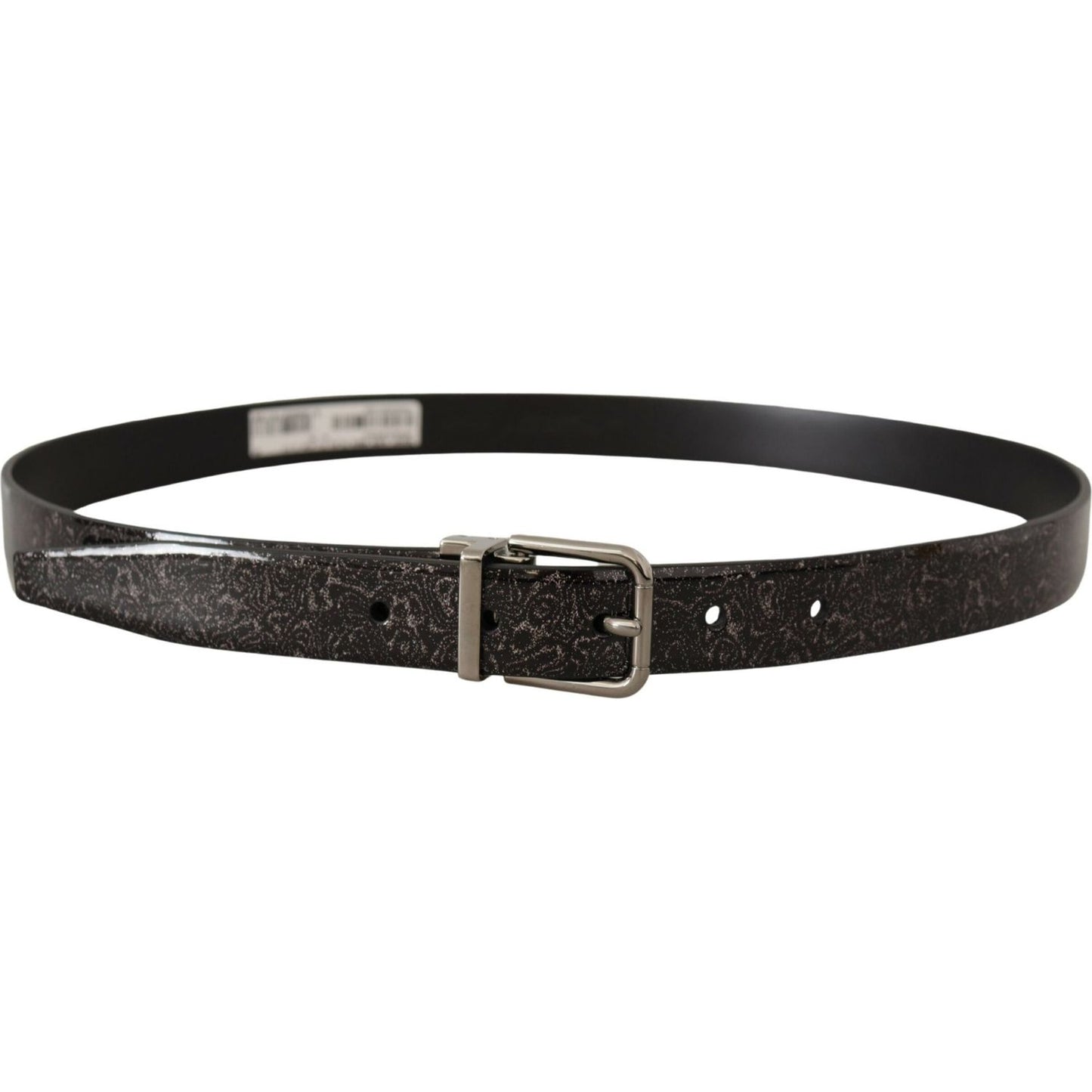 Dolce & Gabbana Black Goccia Glitter Patent Leather Buckle Vernice Belt
