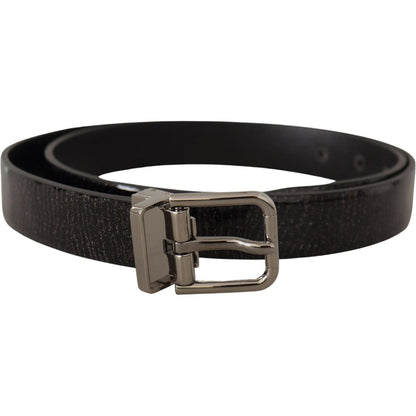Dolce & Gabbana Black Leather Vernice Metal Buckle Belt