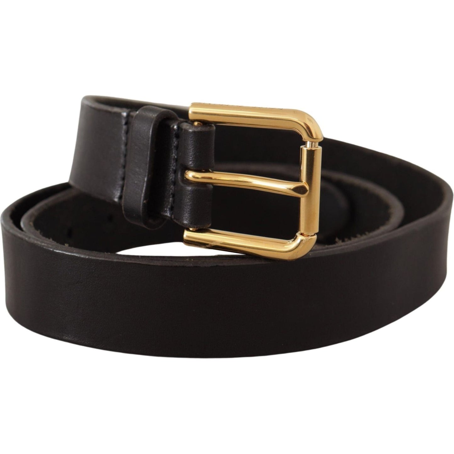 Dolce & Gabbana Brown Classic Leather Gold Metal Buckle Belt