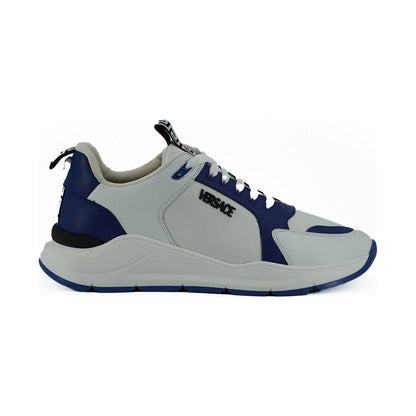 Versace Blue and White Calf Leather Sneakers