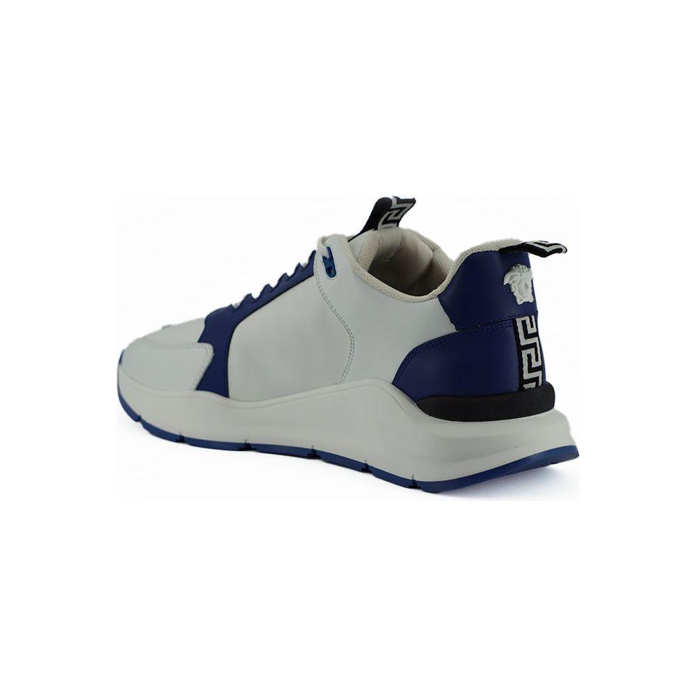 Versace Blue and White Calf Leather Sneakers