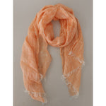 Malo Peach Linen Knitted Shawl Wrap Fringes Scarf MS6452