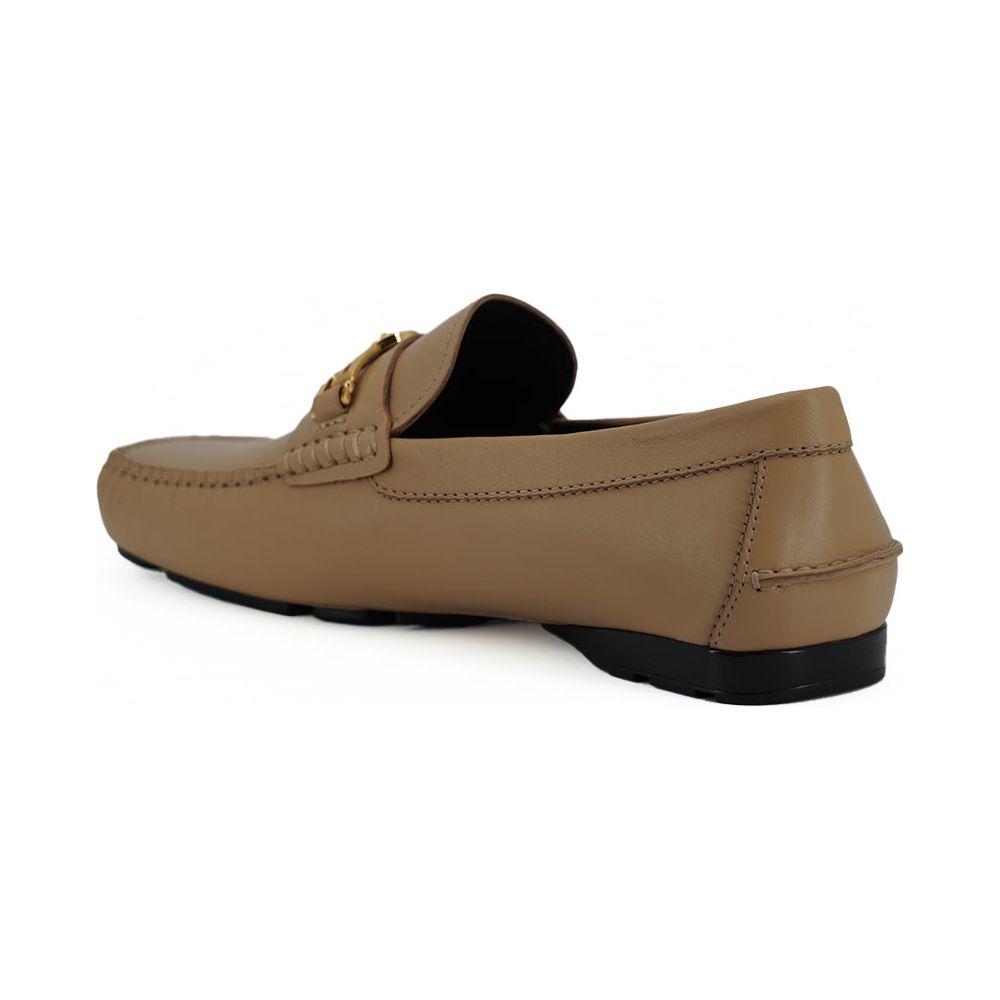 Versace Exquisite Medusa Gold-Tone Leather Loafers