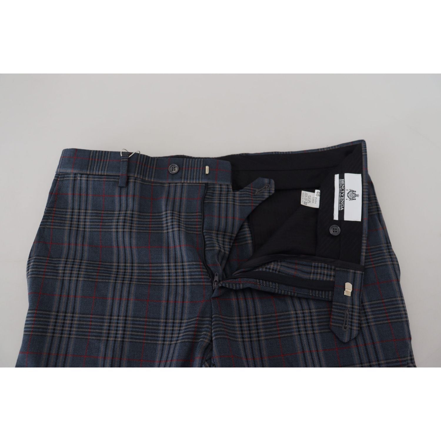 BENCIVENGA Gray Pure Wool Men Checkered Pants