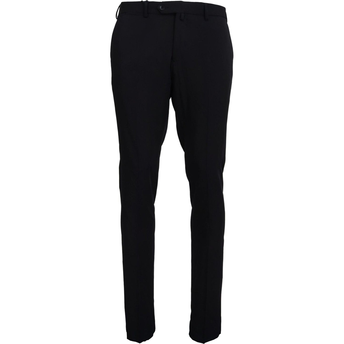 Domenico Tagliente Black Polyester Tapered Dress Pants