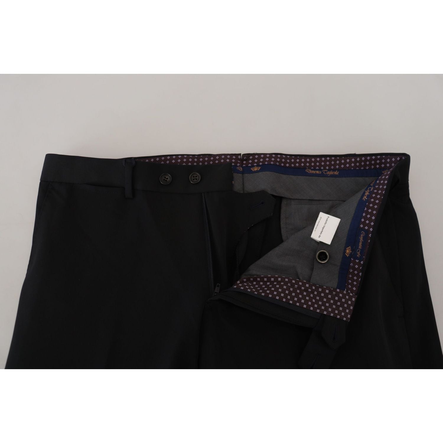 Domenico Tagliente Black Polyester Tapered Dress Pants