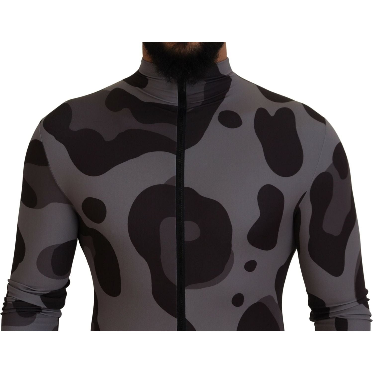 Dolce & Gabbana Gray Patterned Polyester Wetsuit Swimwear