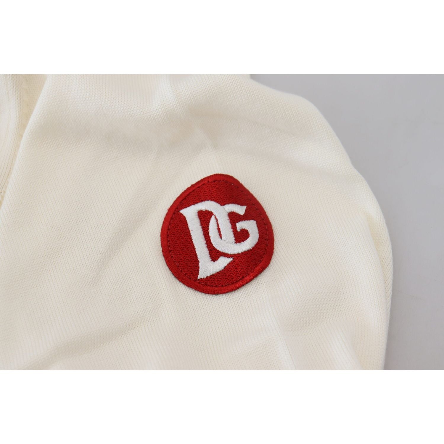 Dolce & Gabbana White Red Knitted V-neck Pullover Sweater