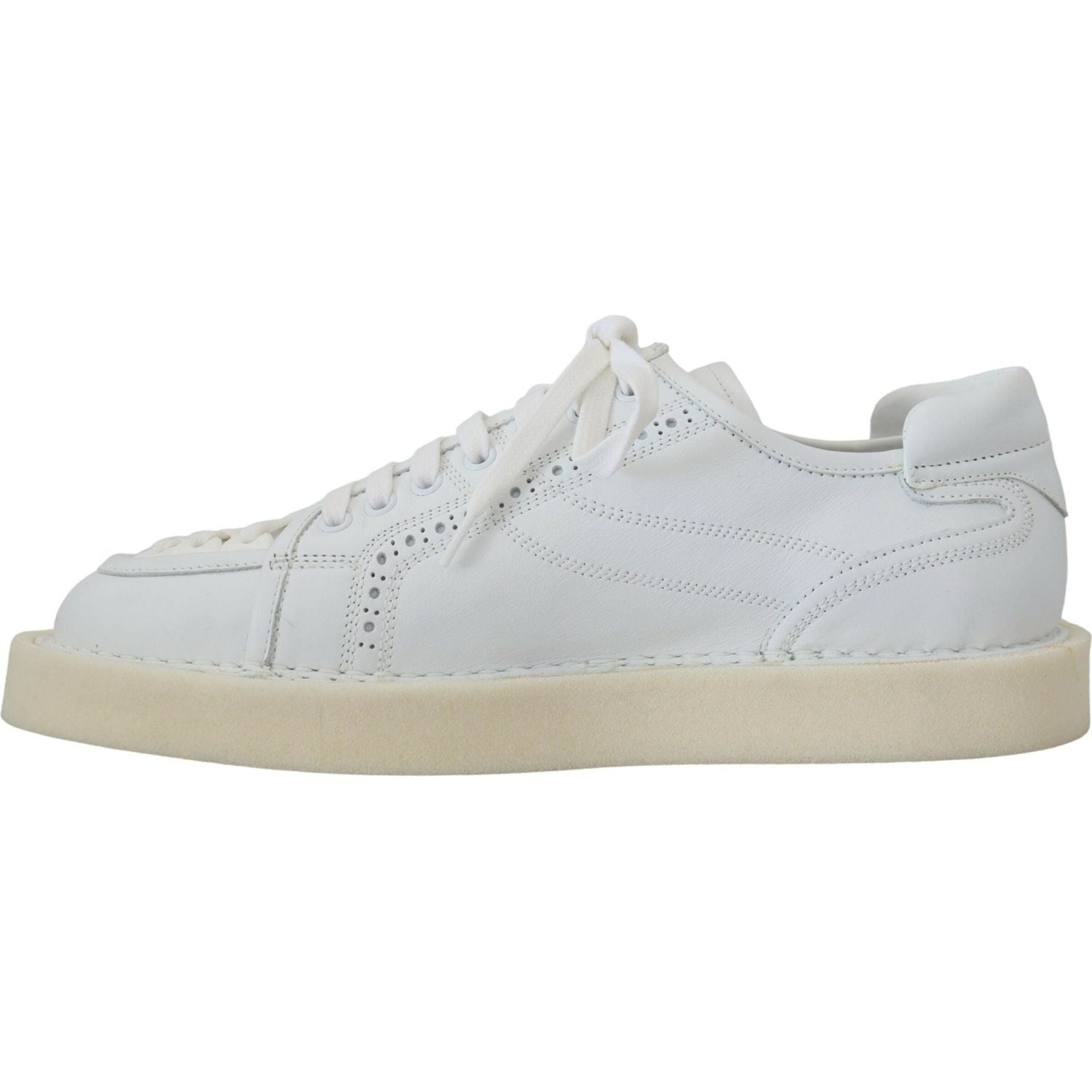 Dolce & Gabbana White Leather Low Top Oxford Sneakers Casual Shoes