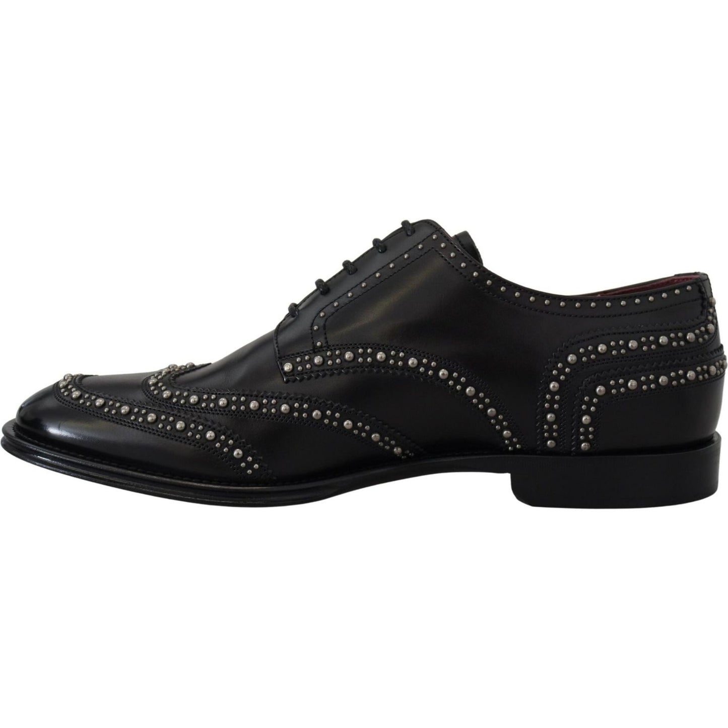 Dolce & Gabbana Black Leather Derby Dress Studded Shoes